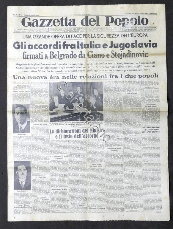 Giornale Gazzetta del Popolo N. 73 - Gli accordi tra …