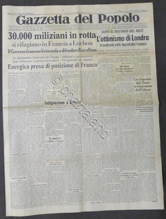 Giornale Gazzetta del Popolo N. 79 - Energica presa di …