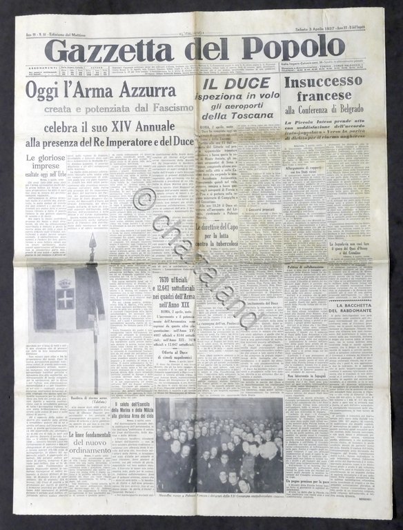Giornale Gazzetta del Popolo N. 80 - L'Arma Azzurra celebra …