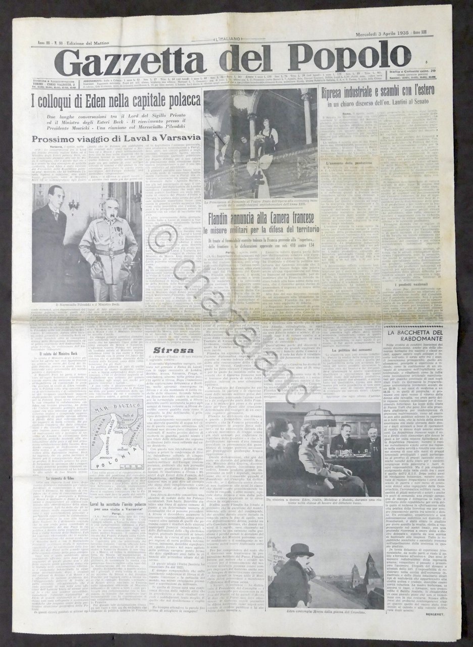 Giornale Gazzetta del Popolo N. 80 - Prossimo viaggio di …