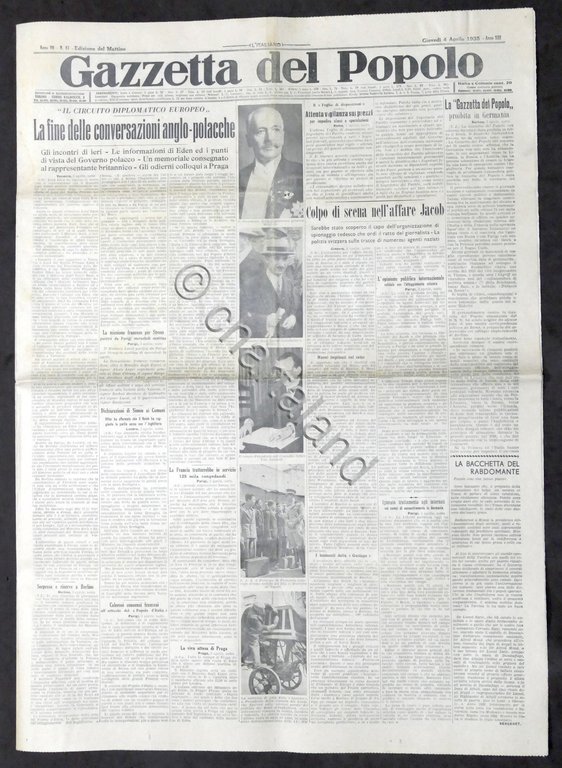 Giornale Gazzetta del Popolo N. 81 Fine delle conversazioni anglo …