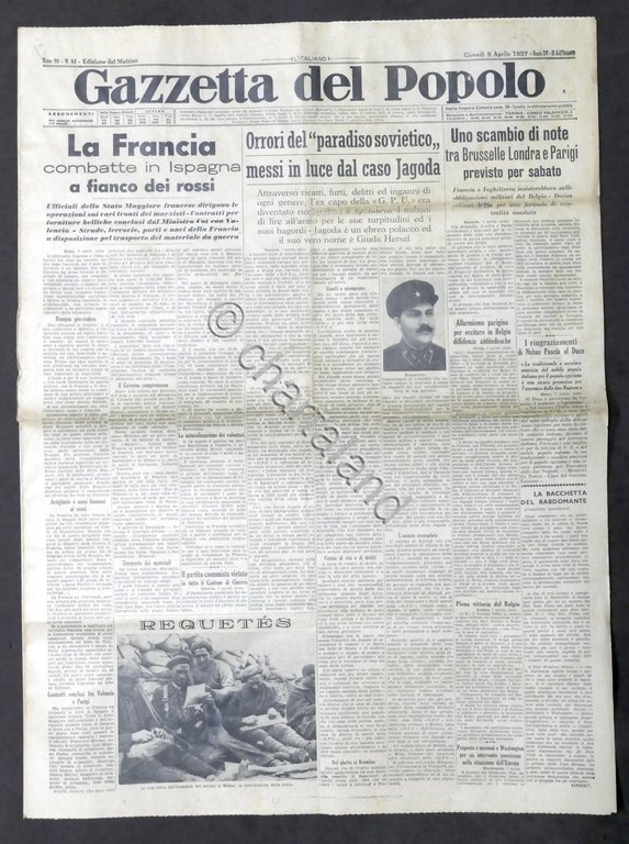 Giornale Gazzetta del Popolo N.84 Francia combatte in Spagna a …