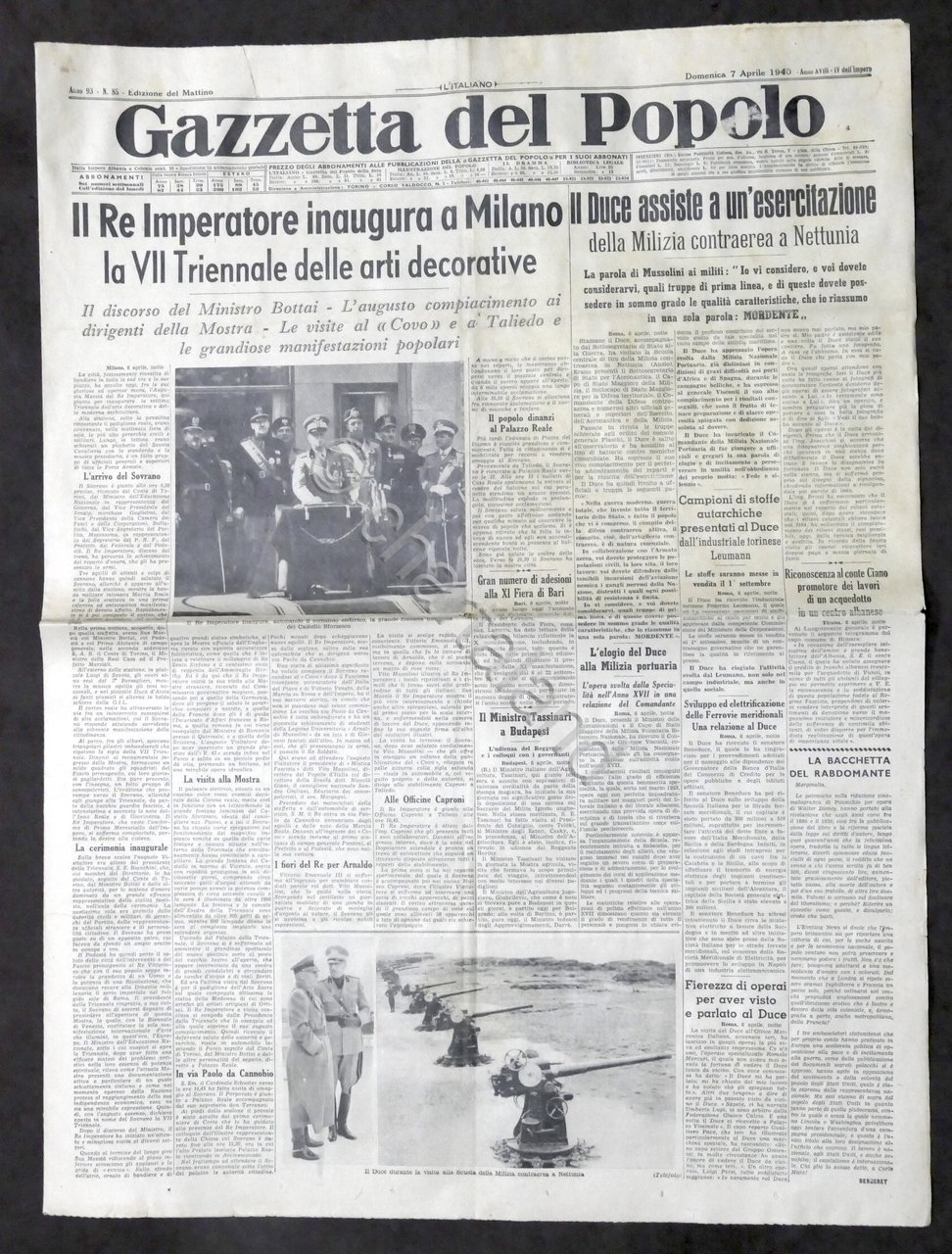 Giornale Gazzetta del Popolo N. 85 - Il Re Imperatore …