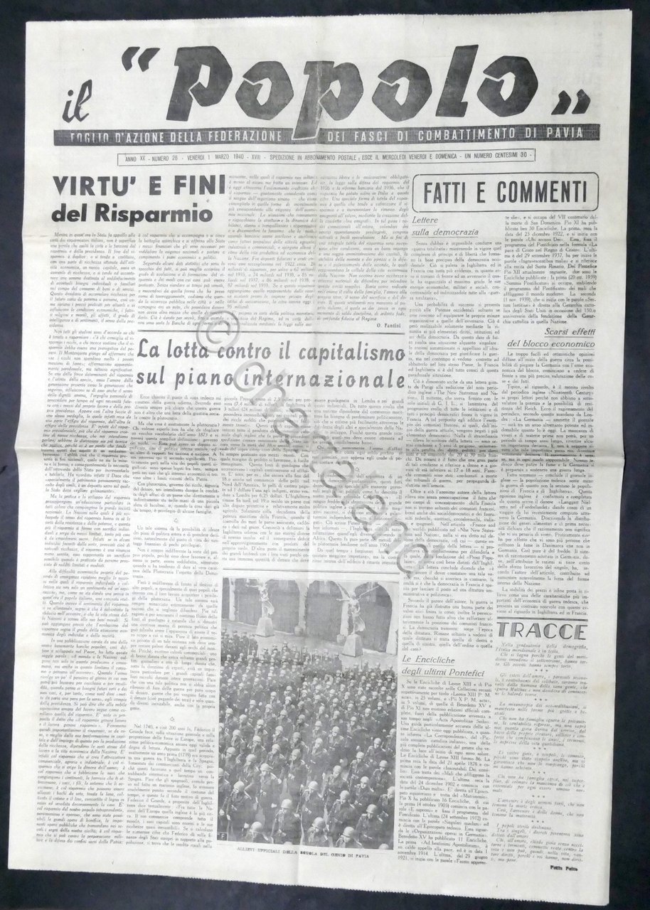 Giornale il Popolo - Federazione Fasci di Combattimento di Pavia …