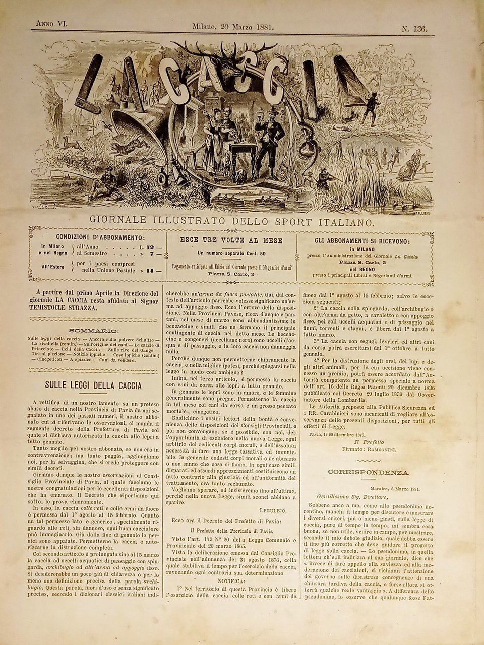 Giornale Illustrato dello Sport Italiano - La Caccia N. 136 …