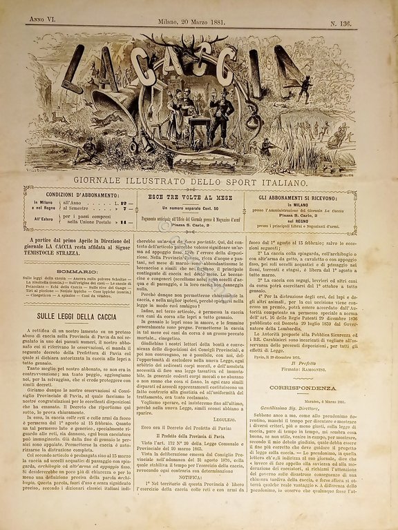 Giornale Illustrato dello Sport Italiano - La Caccia N. 136 …