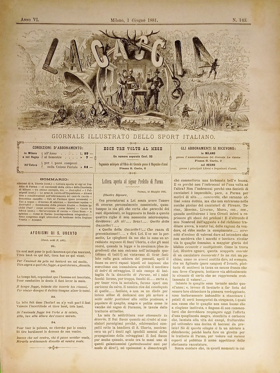 Giornale Illustrato dello Sport Italiano - La Caccia N. 143 …