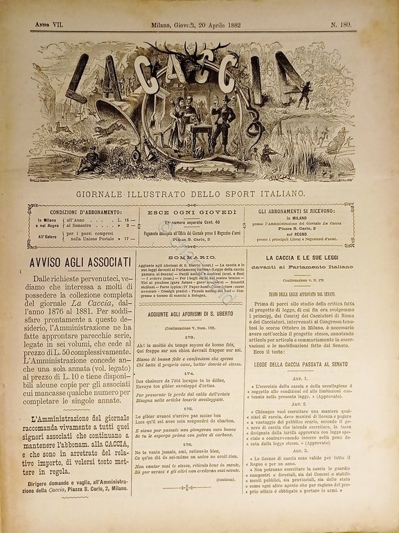 Giornale Illustrato dello Sport Italiano - La Caccia N. 180 …