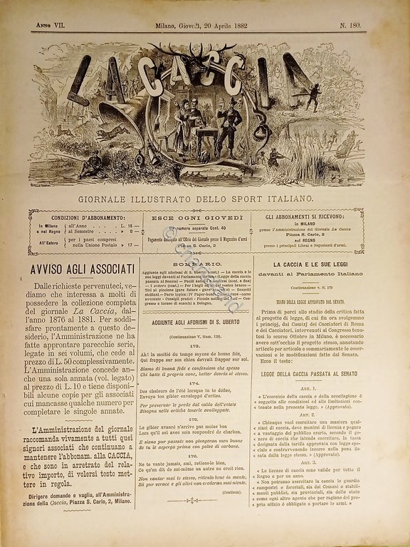 Giornale Illustrato dello Sport Italiano - La Caccia N. 180 …