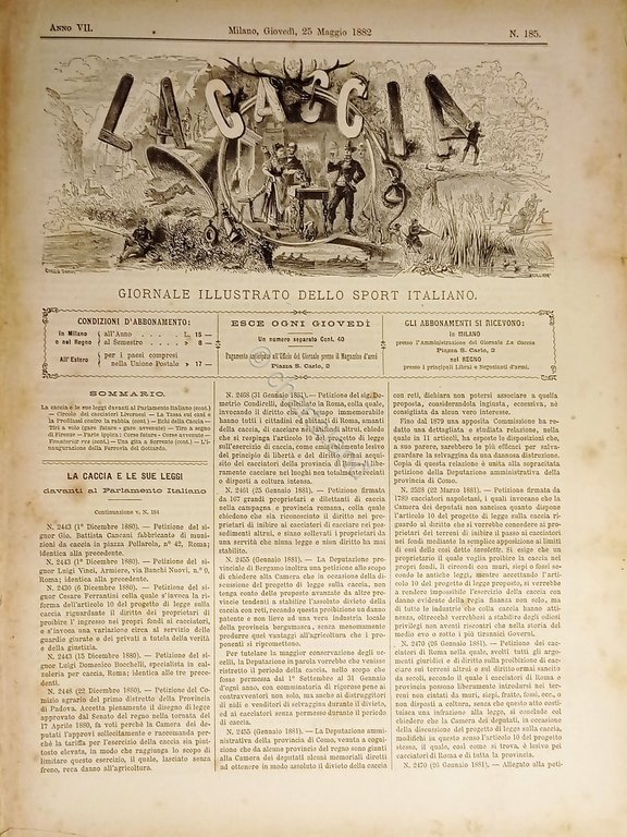 Giornale Illustrato dello Sport Italiano - La Caccia N. 185 …