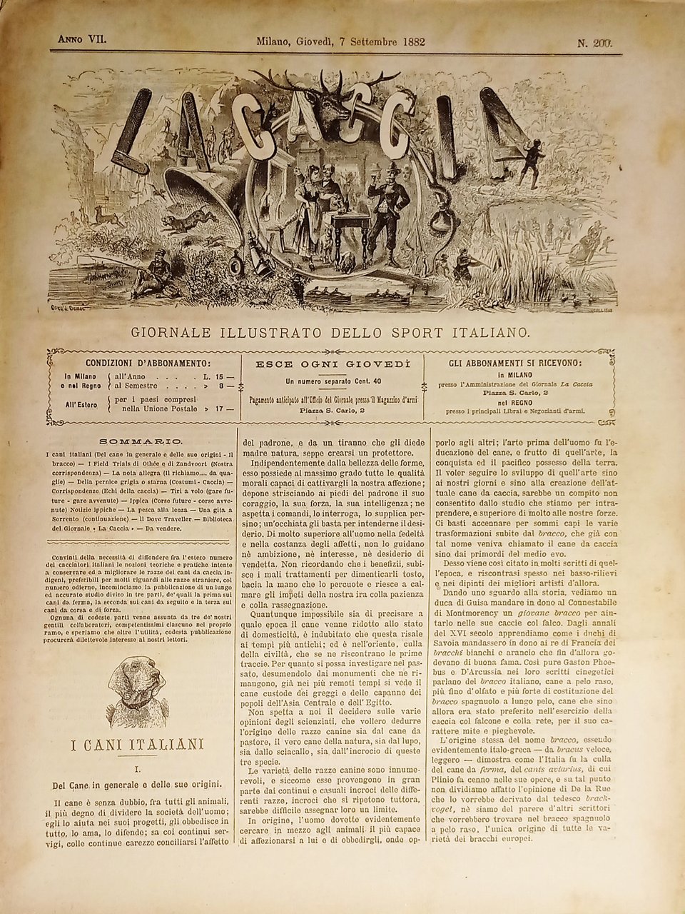 Giornale Illustrato dello Sport Italiano - La Caccia N. 200 …