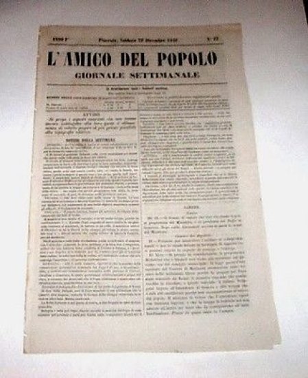 Giornale L'Amico del Popolo - Pinerolo - Anno I - … | Immagine principale