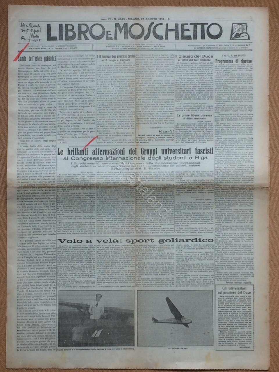 Giornale Libro e Moschetto 1932 n. 40 - 43 | Immagine principale