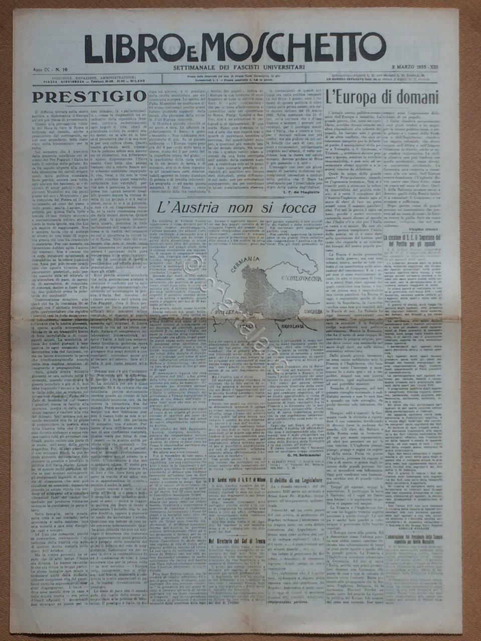 Giornale Libro e Moschetto GUF 1935 n. 10 | Immagine principale