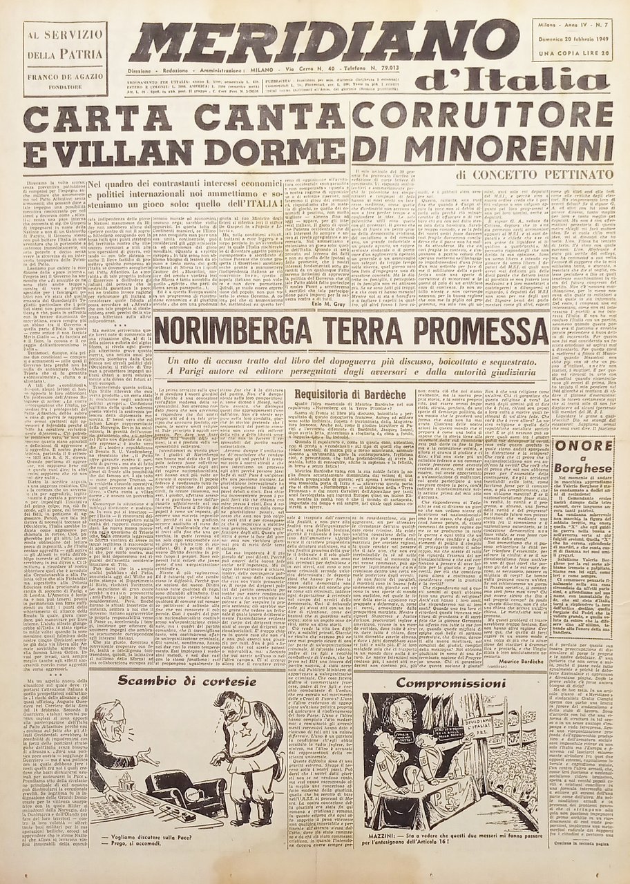 Giornale Meridiano d'italia N. 7 - Carta canta e villan … | Immagine principale