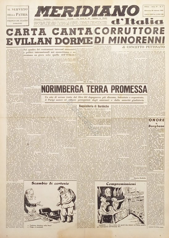 Giornale Meridiano d'italia N. 7 - Carta canta e villan … | Immagine Gallery 2