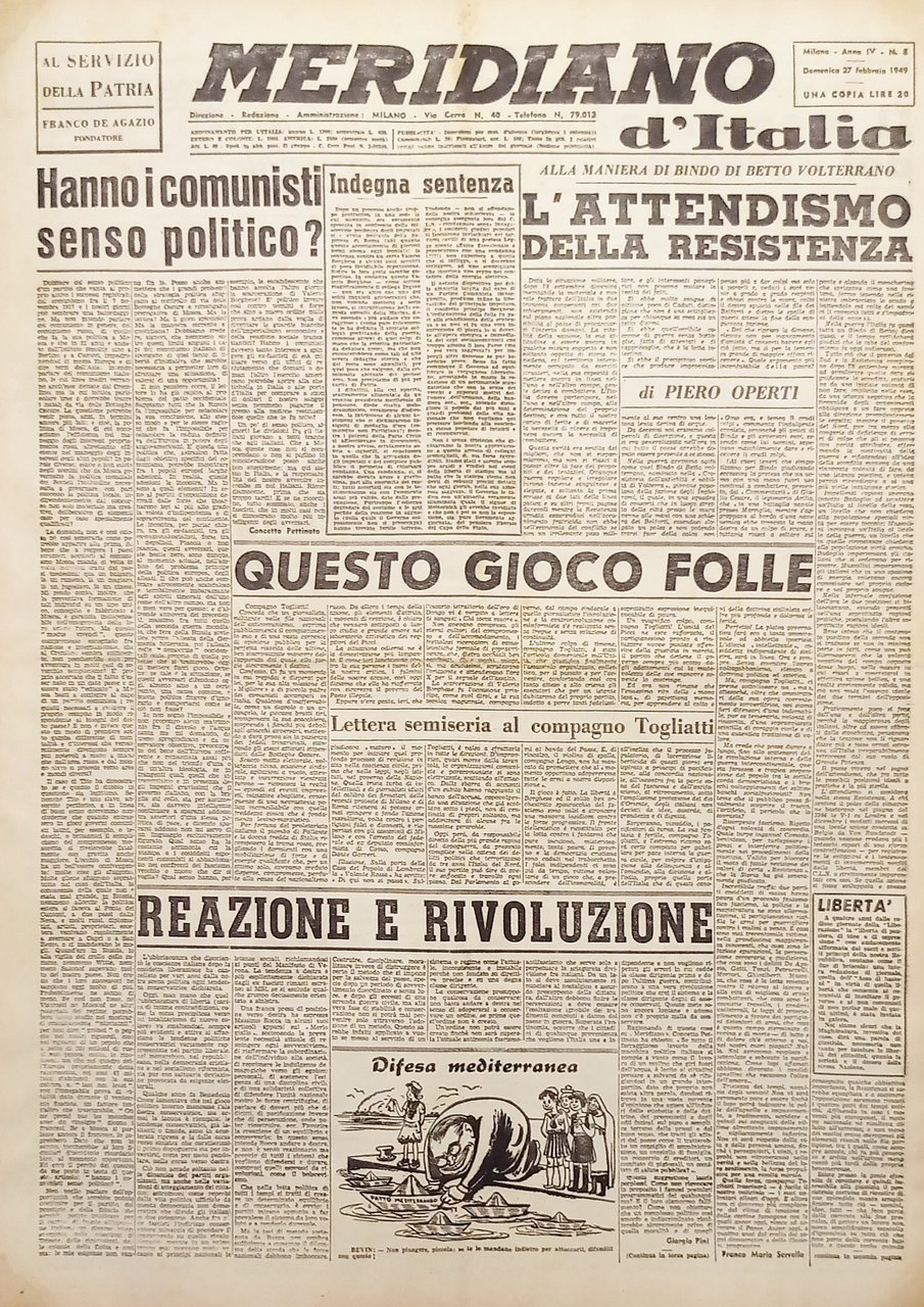 Giornale Meridiano d'italia N. 8 - L'Attendismo della Resistenza - … | Immagine principale