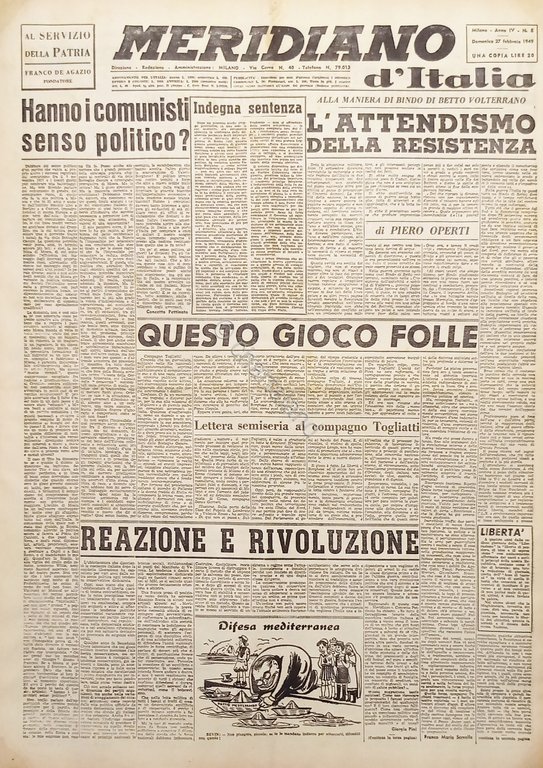 Giornale Meridiano d'italia N. 8 - L'Attendismo della Resistenza - … | Immagine Gallery 2