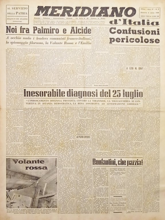 Giornale Meridiano d'italia N. 9 - Noi fra Palmiro e Alcide - 1949