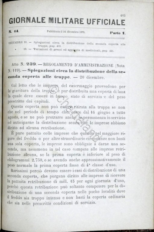 Giornale Militare Ufficiale - Raccolta fascicoli Anno 1875 | Immagine Gallery 6
