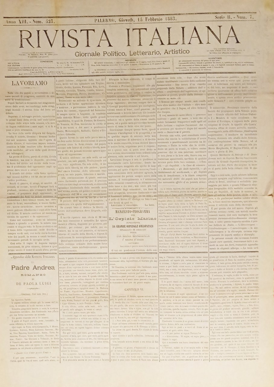 Giornale Politico Letterario Artistico - Rivista Italiana N. 527 - … | Immagine principale