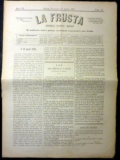 Giornale Politico Morale Roma - La Frusta - Anno VI …