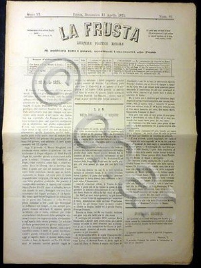 Giornale Politico Morale Roma - La Frusta - Anno VI …
