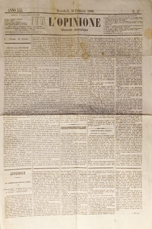 Giornale Quindicinale - L'Opinione N. 57 - 1868 