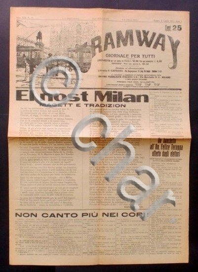 Giornale Milano - Tramway anno XXX N.29 Luglio 1932 italiano …