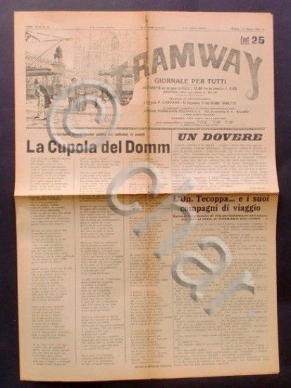 Giornale Milano - Tramway anno XXXI N. 12 Marzo 1933 …