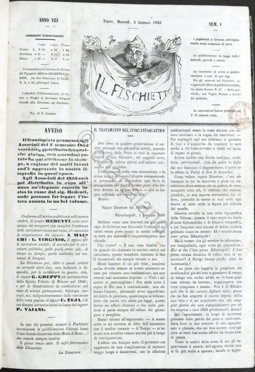 Giornale satirico - Il Fischietto Anno VIII completo - 1855 | Immagine Gallery 2