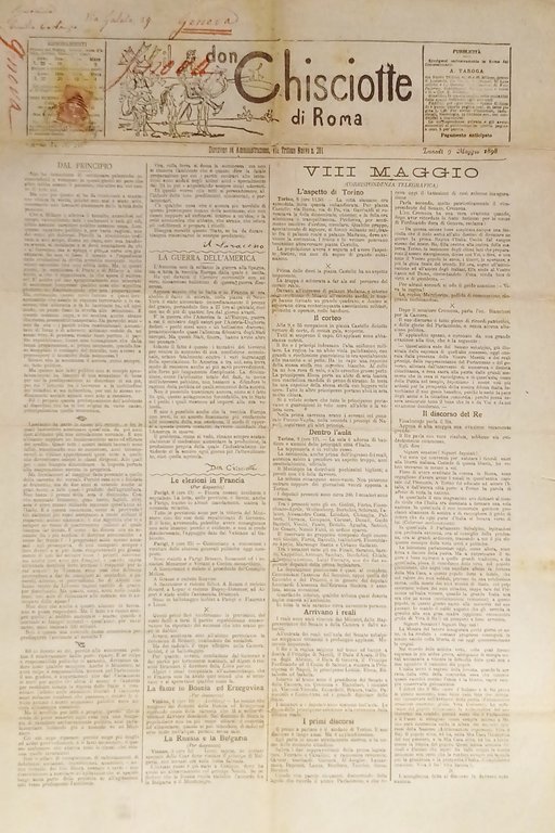 Giornale satirico Umoristico - Il Don Chisciotte di Roma N. 126 - 1898