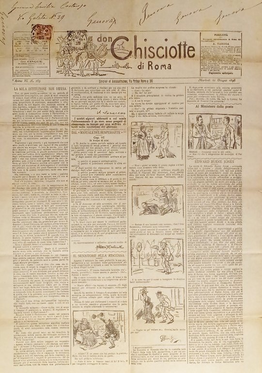 Giornale satirico Umoristico - Il Don Chisciotte di Roma N. 169 - 1898
