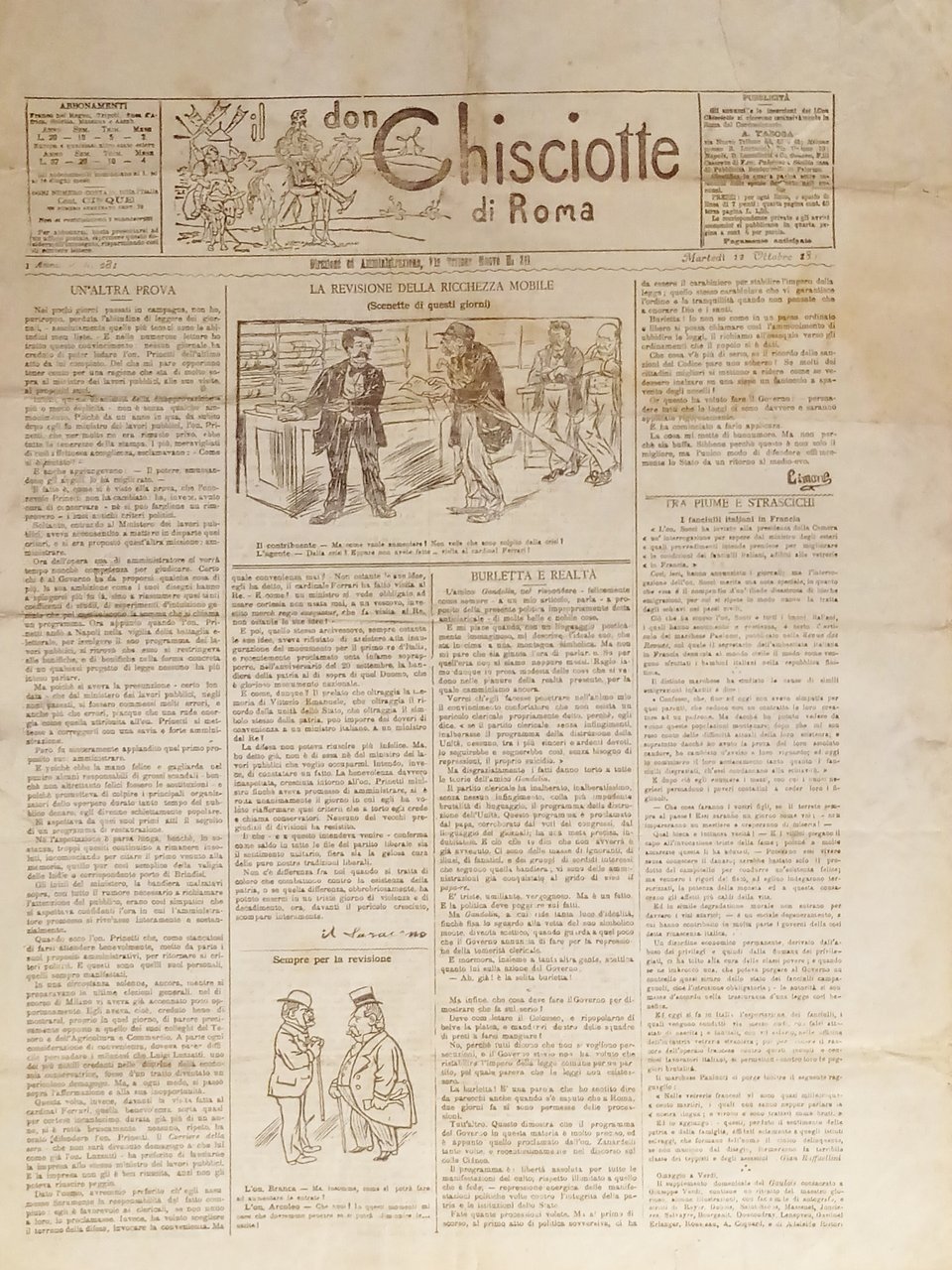 Giornale satirico Umoristico - Il Don Chisciotte di Roma N. …