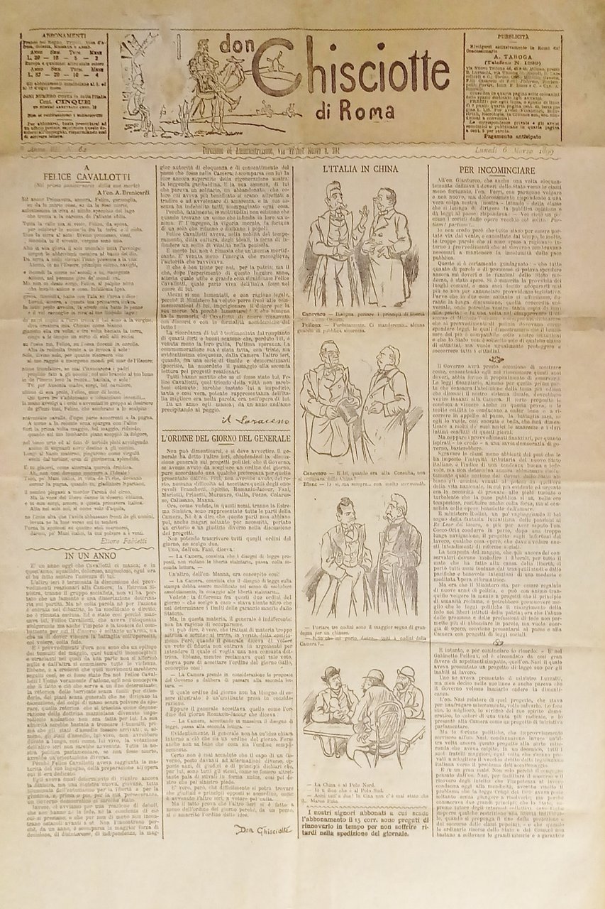 Giornale satirico Umoristico - Il Don Chisciotte di Roma N. …