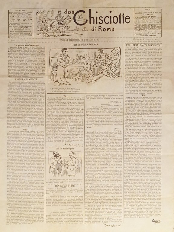 Giornale satirico Umoristico - Il Don Chisciotte di Roma N. 7 - 1899