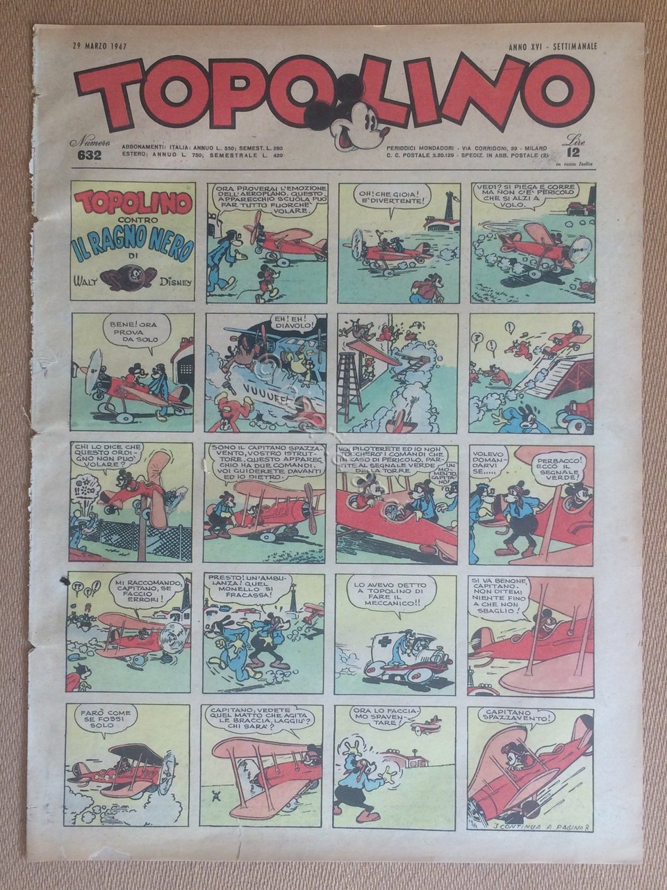 Topolino Giornale n. 632 anno 1947
