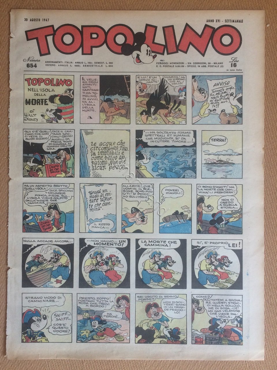 Topolino Giornale n. 654 anno 1947