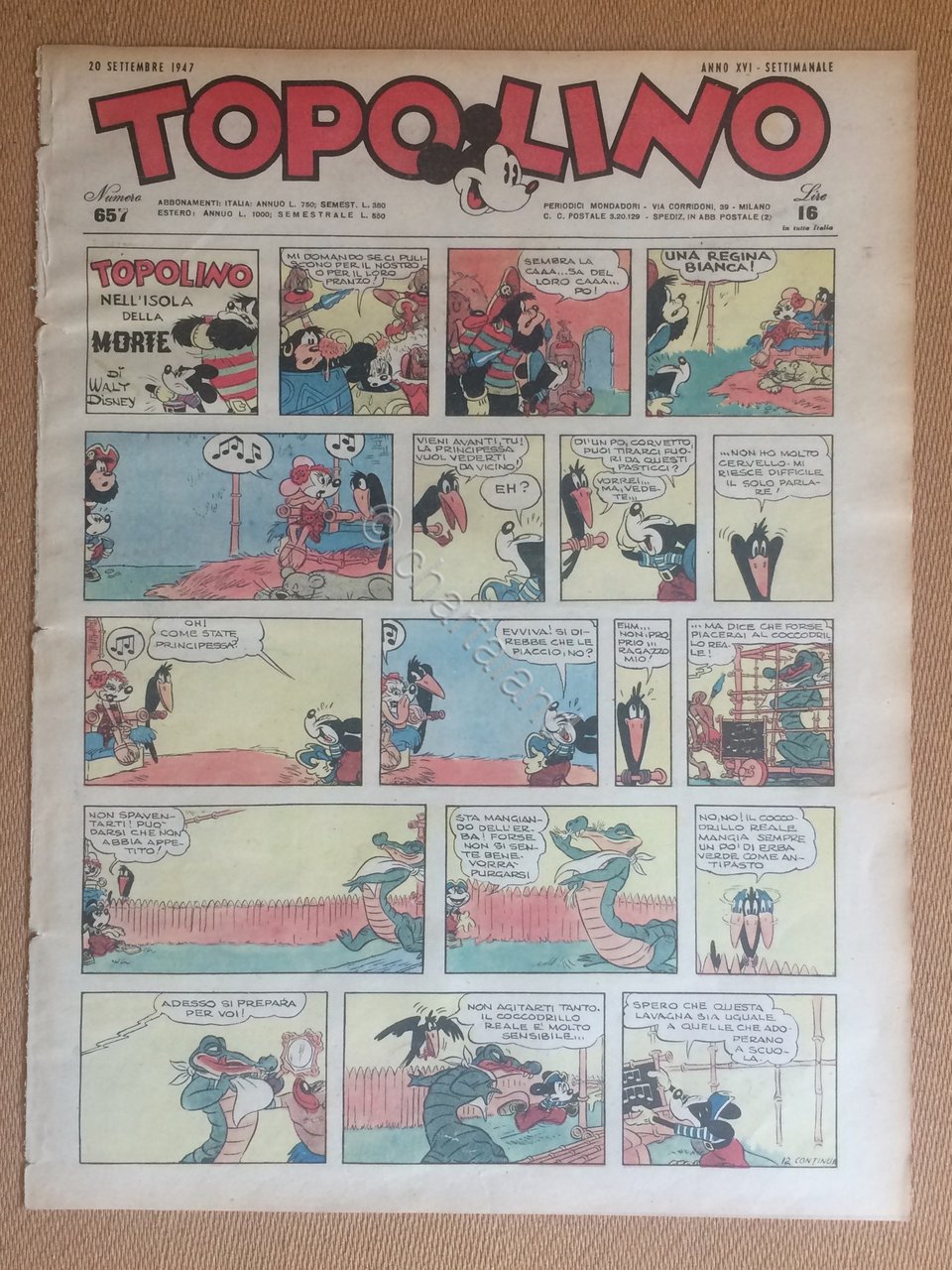 Topolino Giornale n. 657 anno 1947