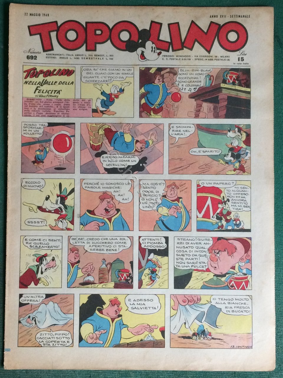 Giornale Topolino n. 692 anno 1948 | Immagine principale