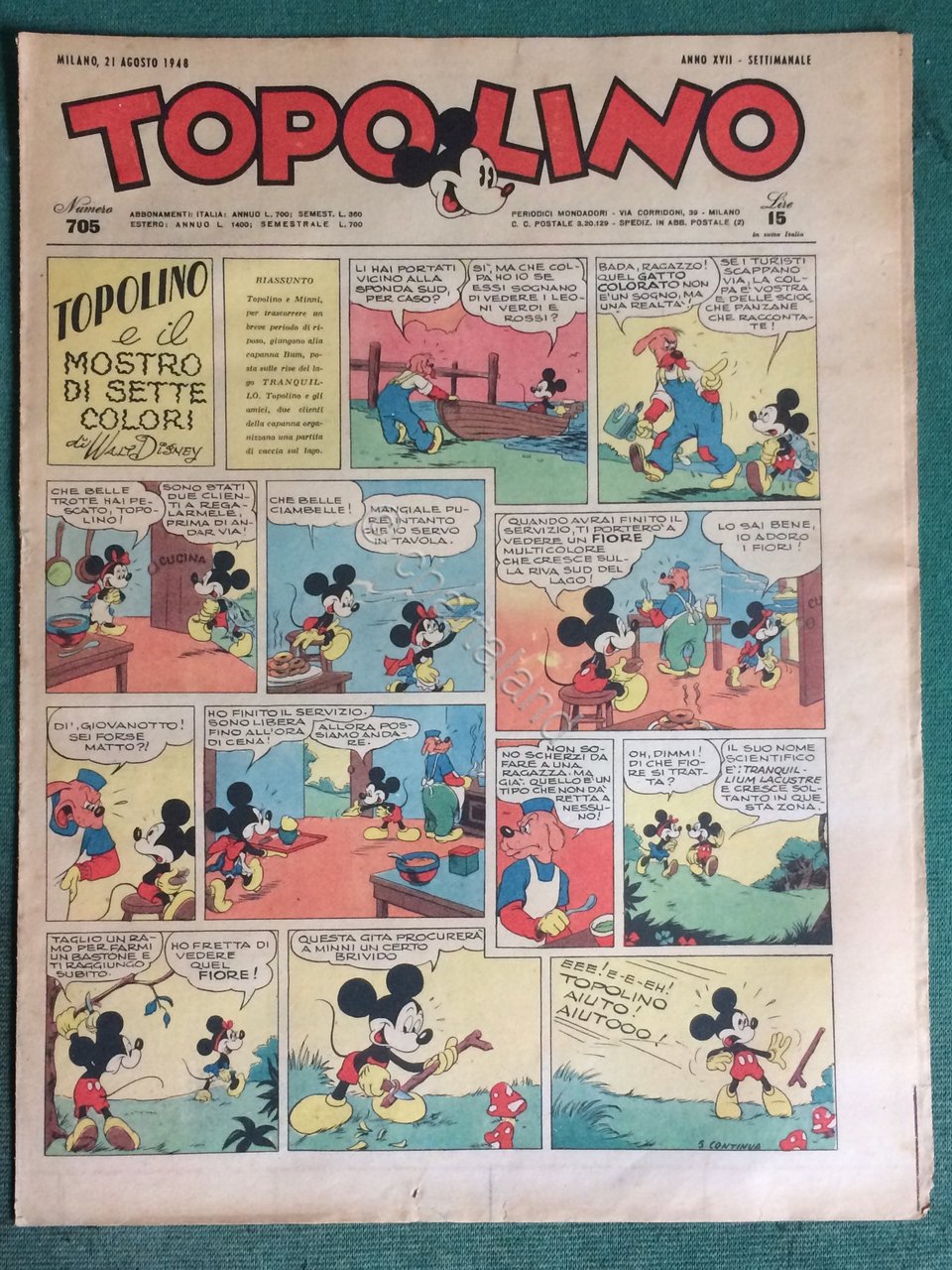 Giornale Topolino n. 705 anno 1948 | Immagine principale