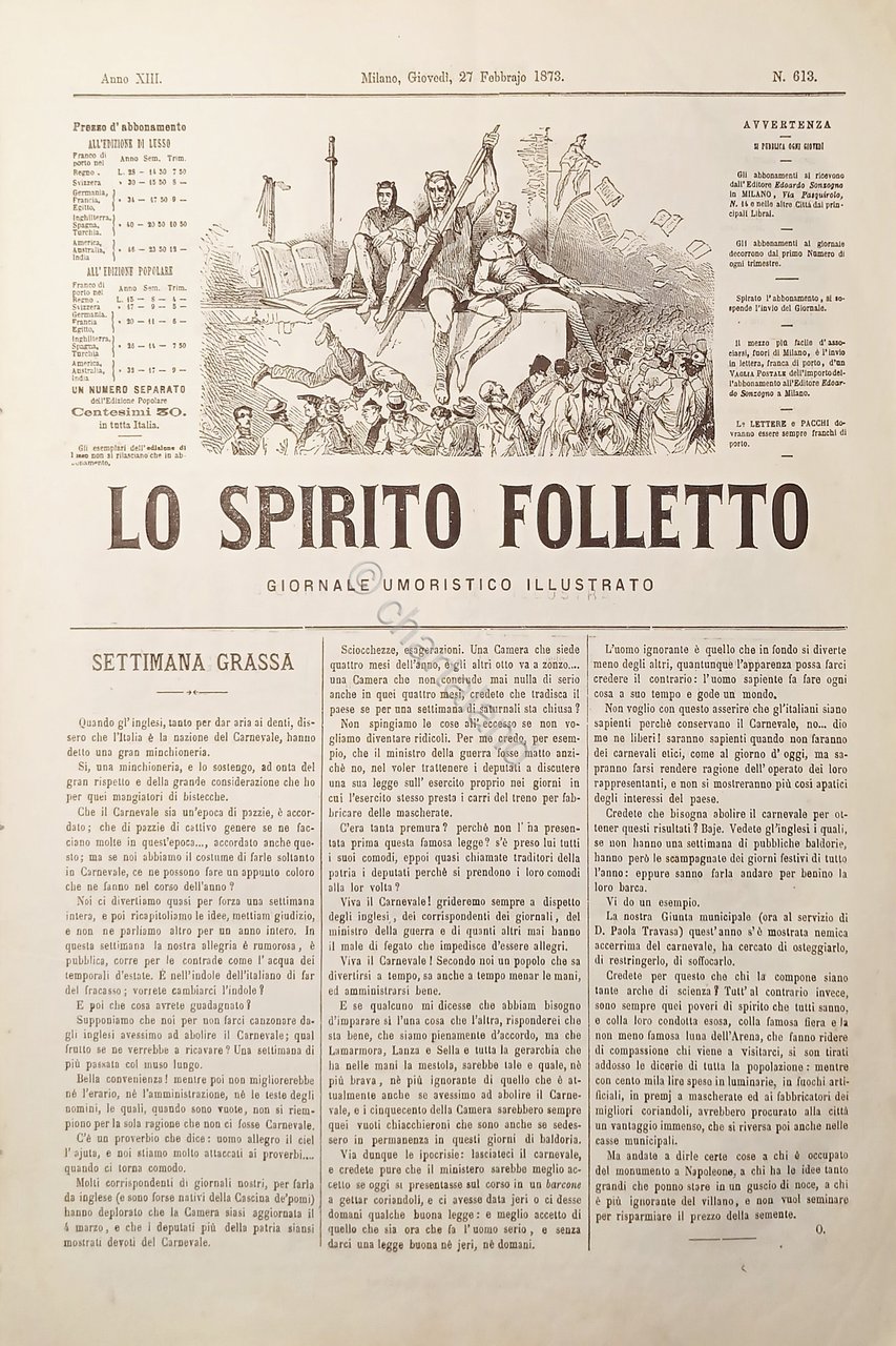 Giornale Umoristico Illustrato - Lo Spirito Folletto N. 613 - … | Immagine principale
