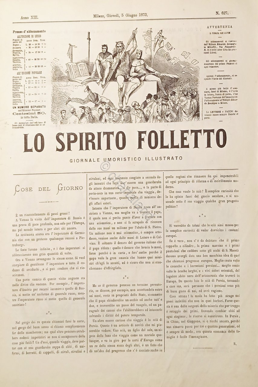 Giornale Umoristico Illustrato - Lo Spirito Folletto N. 627 - …