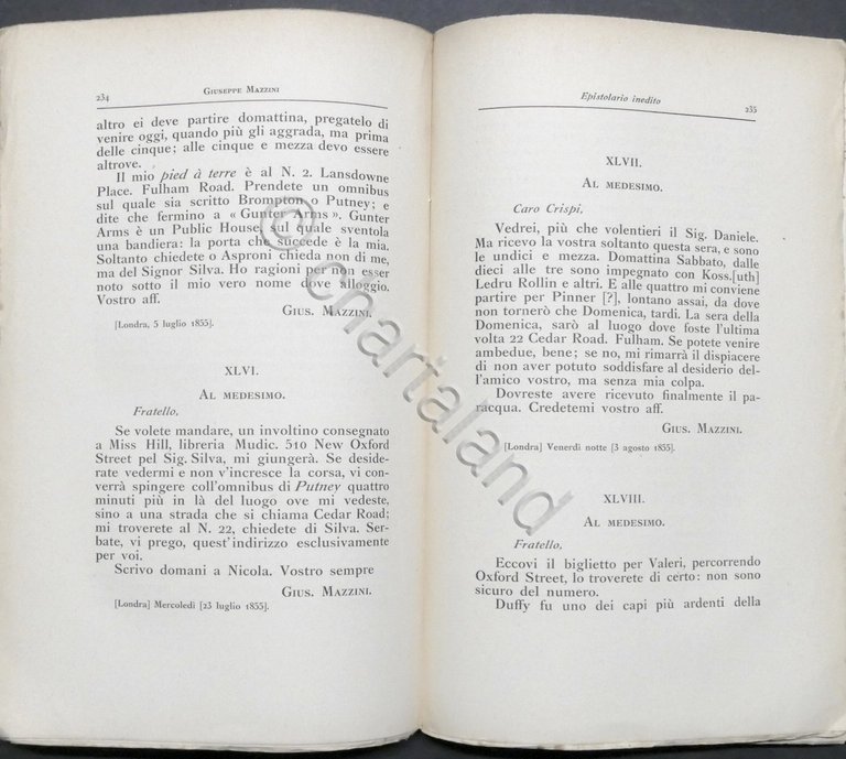 Giuseppe Mazzini - Epistolario inedito, 1836-1864 - ed. 1911
