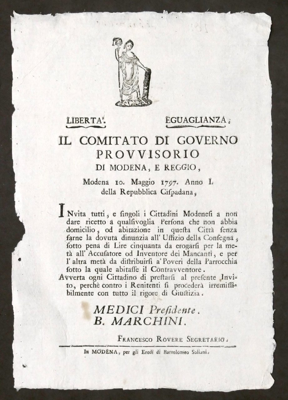 Governo Provvisorio Modena e Reggio Regolamento domicilio persone esterne - …