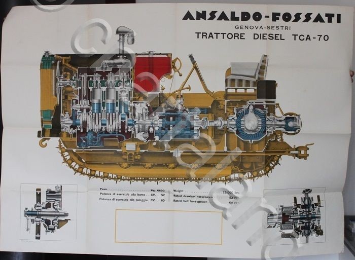 Grande Manifesto - Ansaldo Fossati Genova Sestri Trattore diesel TCA …