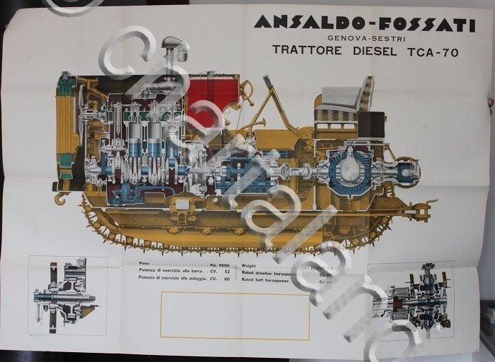 Grande Manifesto - Ansaldo Fossati Genova Sestri Trattore diesel TCA …