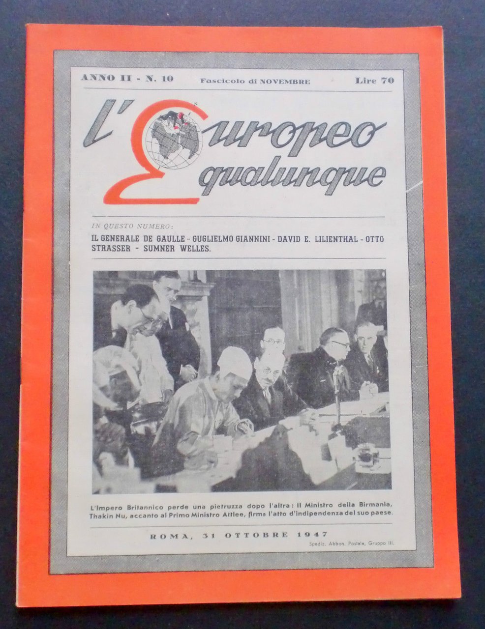 Guglielmo Giannini - Rivista L'Europeo qualunque - Anno II - … | Immagine principale