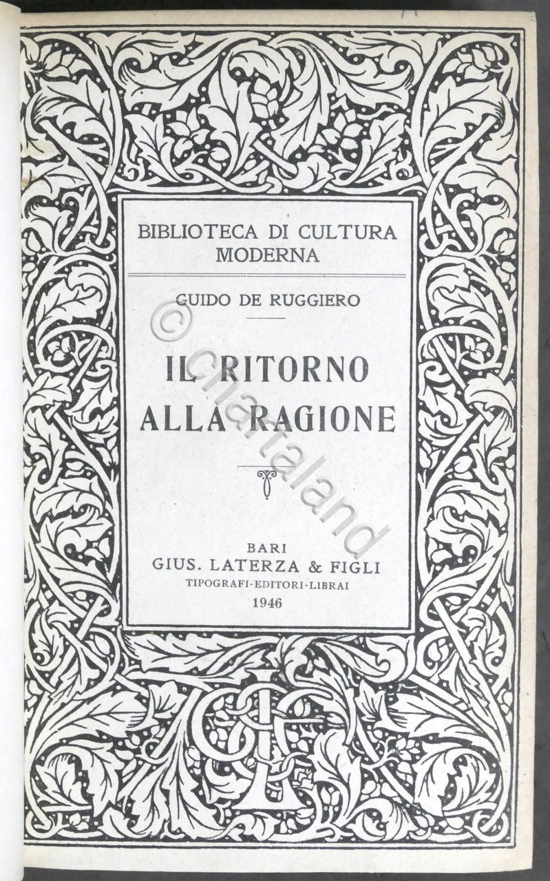 Guido De Ruggiero - Il ritorno alla ragione - ed. …