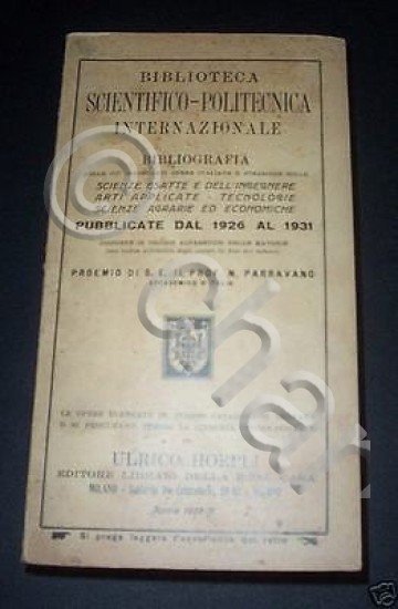 Hoepli - Catalogo Scientifico-politecnica ed. 1932